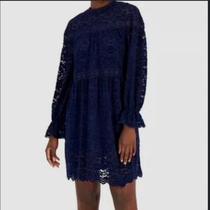 Tahari ASL Navy chenille Lace Dress Size 16